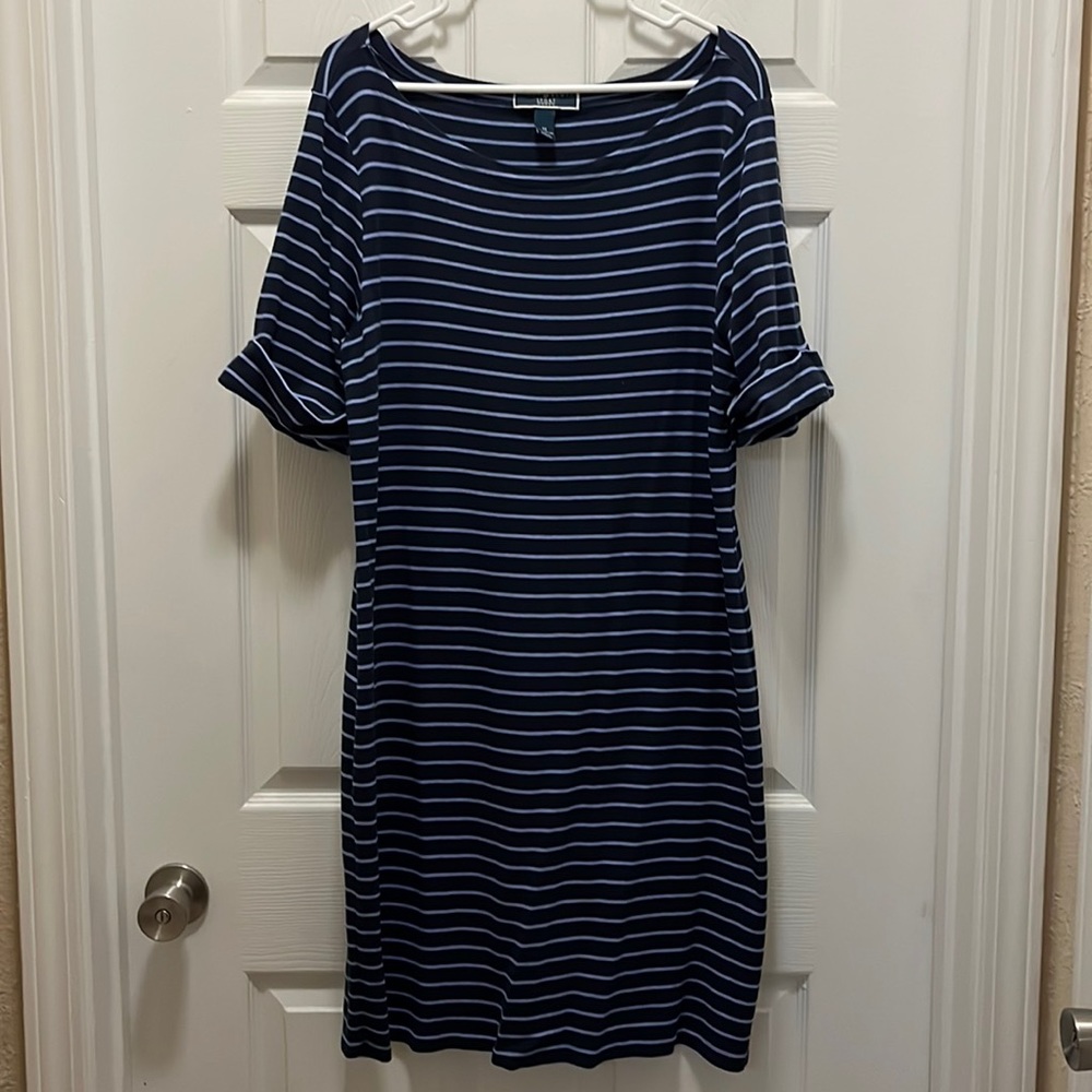 Karen Scott Striped Shift Dress 1X